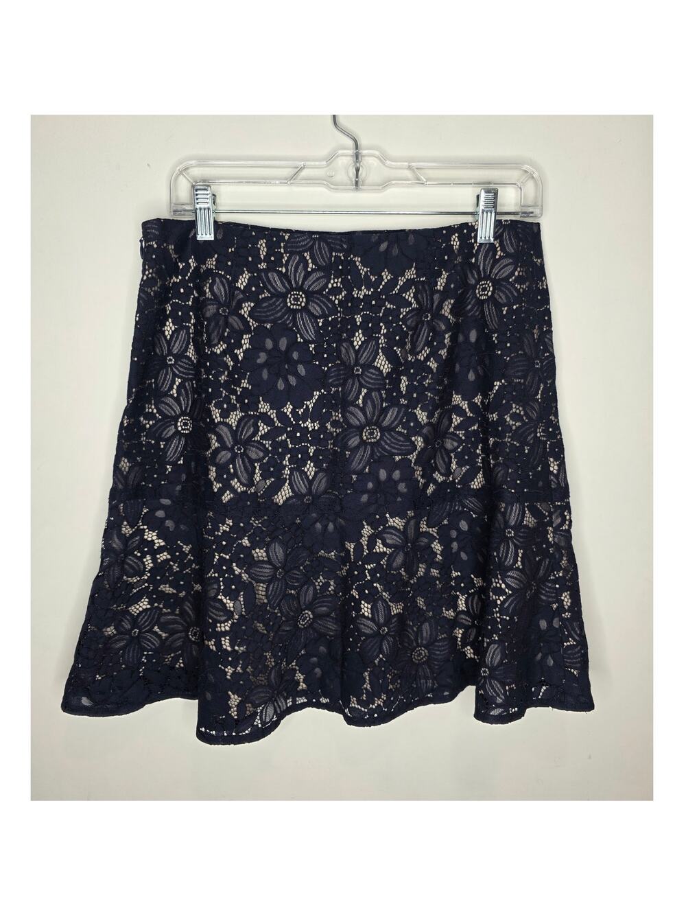 NWT Brooks Brothers Red Fleece blue floral lace nude lined skirt - 6